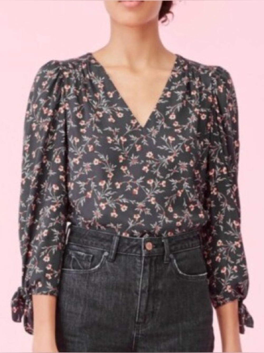 Rebecca Taylor Lia V Neck Silk Blend Top Size 10